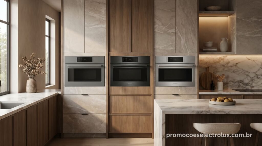 Comparativo entre os três modelos de micro-ondas de embutir Electrolux ME3BC, ME3BP e ME3HP