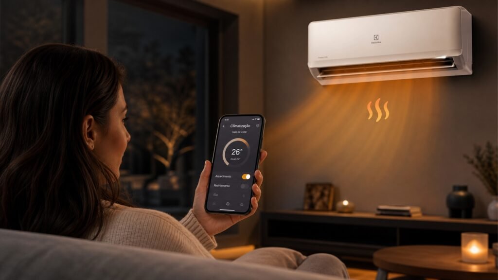 Controle do Ar-Condicionado Electrolux 18.000 BTUs Quente/Frio via aplicativo Wi-Fi no smartphone