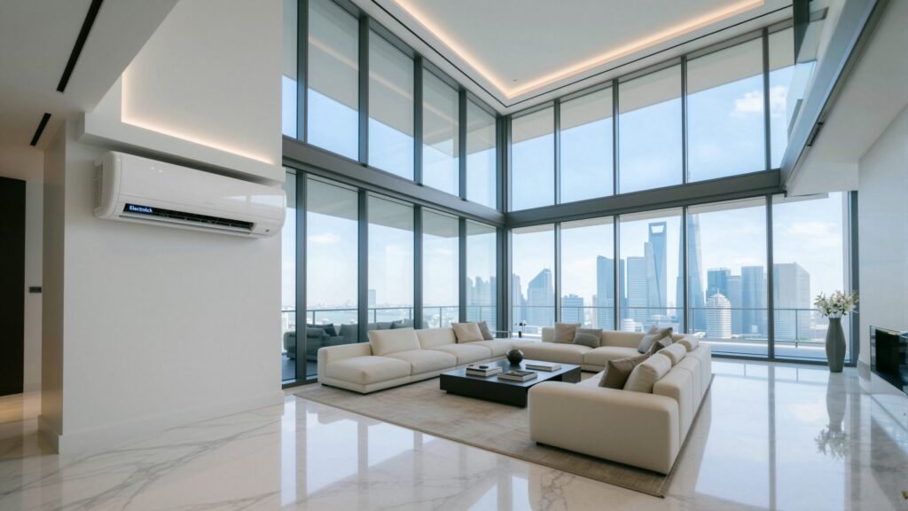 Ar-Condicionado Electrolux Split 23.000 BTUs Color Adapt instalado em sala grande residencial