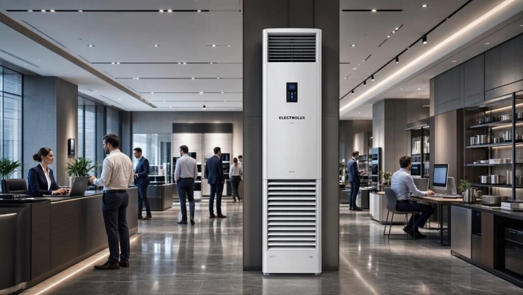 Ar-Condicionado Electrolux Piso Teto 60.000 BTUs Efficient climatizando grande ambiente comercial