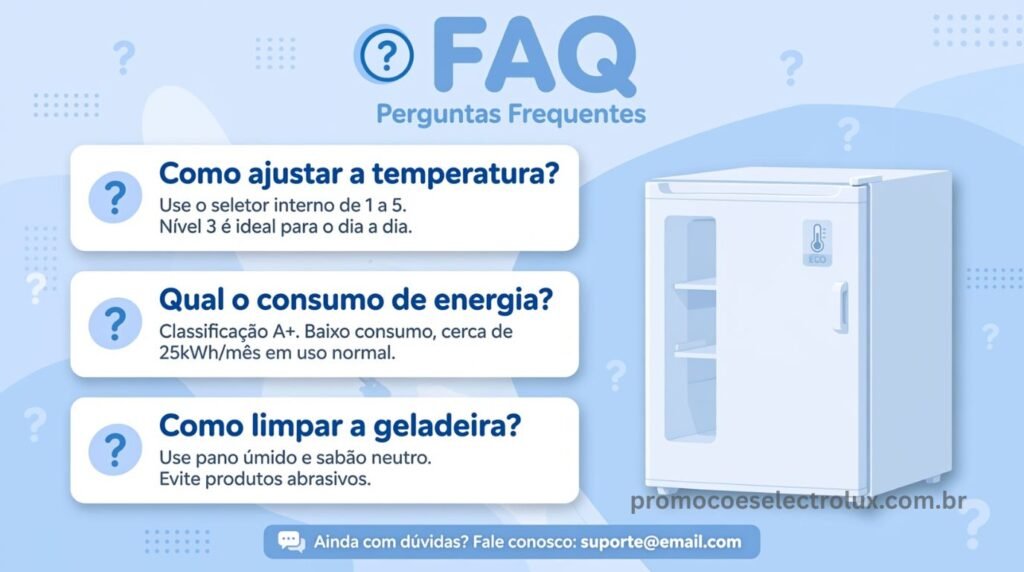 Dúvidas frequentes sobre a Geladeira Electrolux Cycle Defrost DC35A Branca