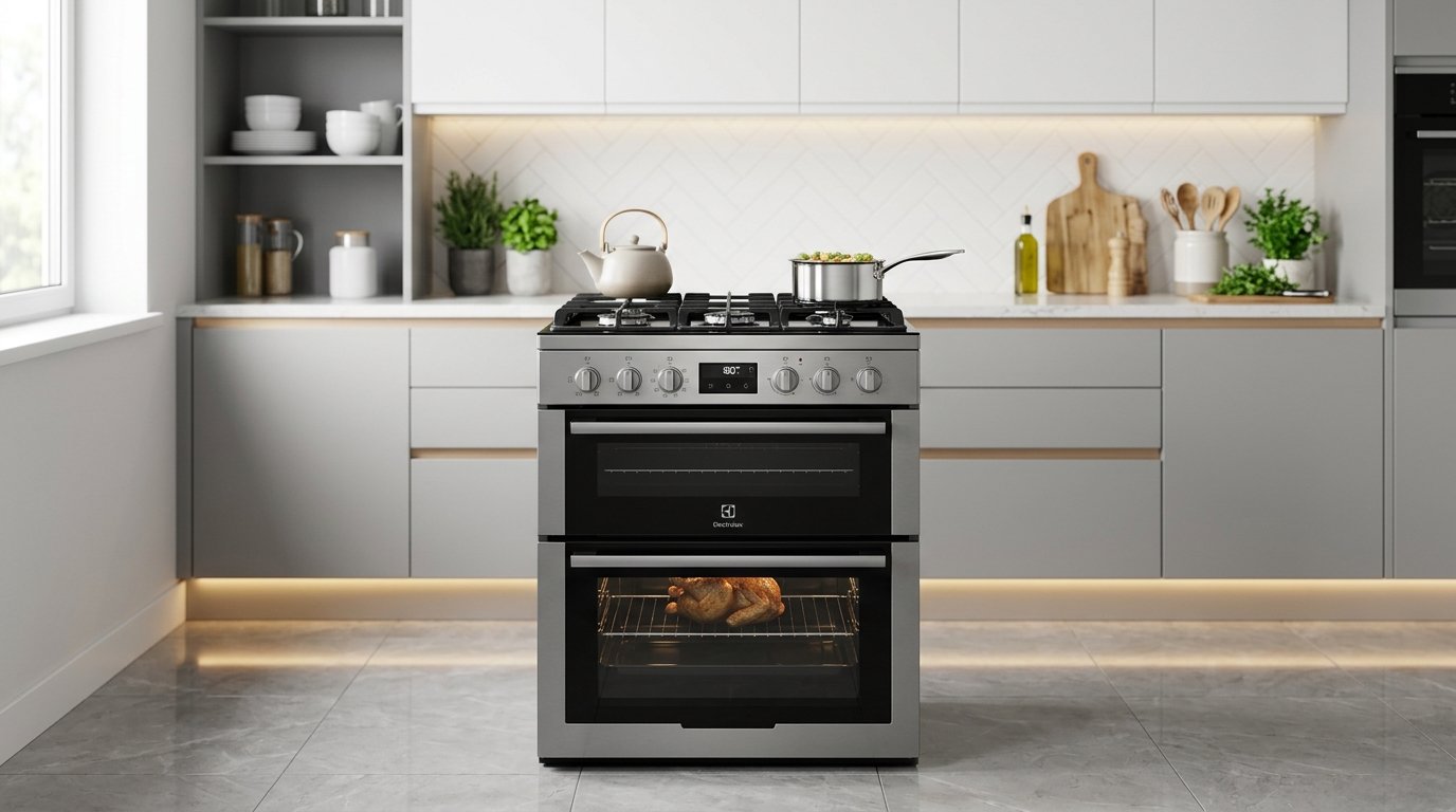 Fogão de Piso Electrolux FE4DG 4 Bocas Experience Cinza com Duplo Forno e Mesa de Vidro - Imagem de destaque