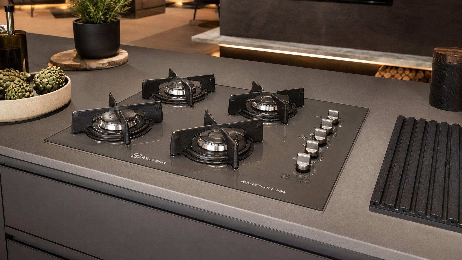 Fogão de Embutir Electrolux FE4EG 4 Bocas Cinza Experience Mesa de Vidro Grill PerfectCook360 - Imagem de destaque