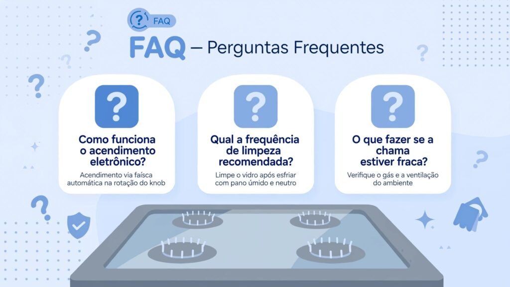 Dúvidas frequentes sobre o Fogão de Embutir Electrolux FE4EG 4 Bocas Cinza Experience
