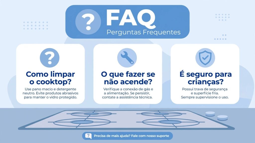 Dúvidas frequentes sobre o Fogão de Embutir Electrolux 5 Bocas FE5EB