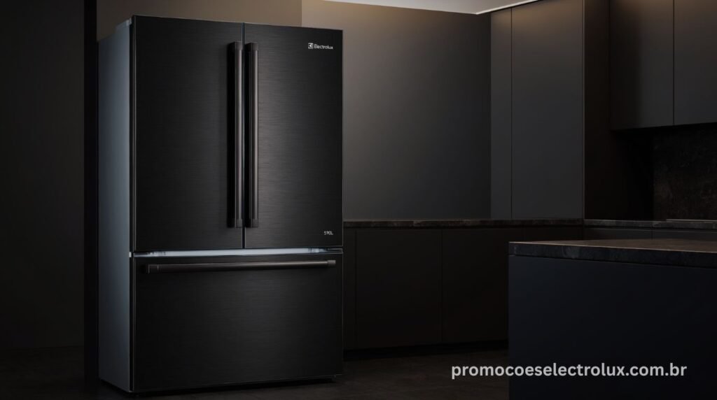 Geladeira Electrolux Multidoor Efficient IM8B 590L Black Inox Look em cozinha moderna de alto padrão