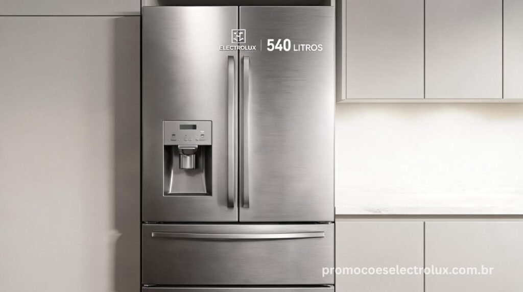 Geladeira Electrolux Multidoor Efficient IM8IS 540L Inox em cozinha moderna de alto padrão