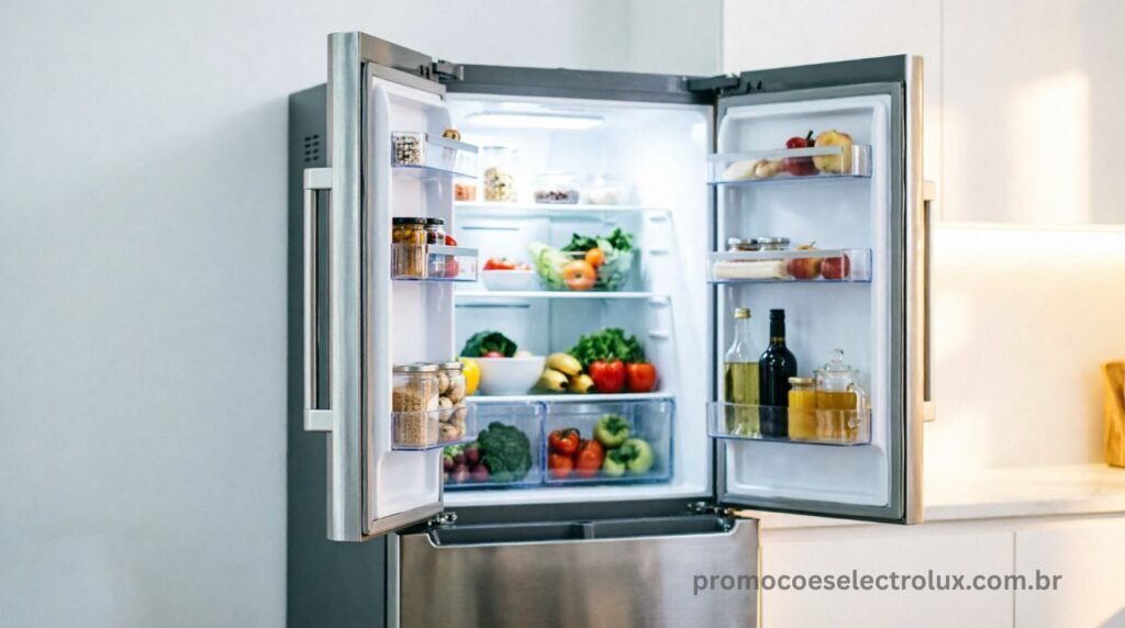 Geladeira Electrolux IM8S Inox Look 3 Portas integrada a uma cozinha moderna e sofisticada