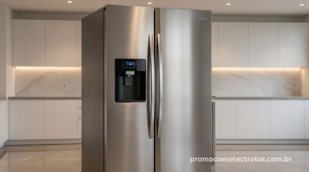 Geladeira Electrolux Side by Side Efficient IS4S 435L em cozinha moderna