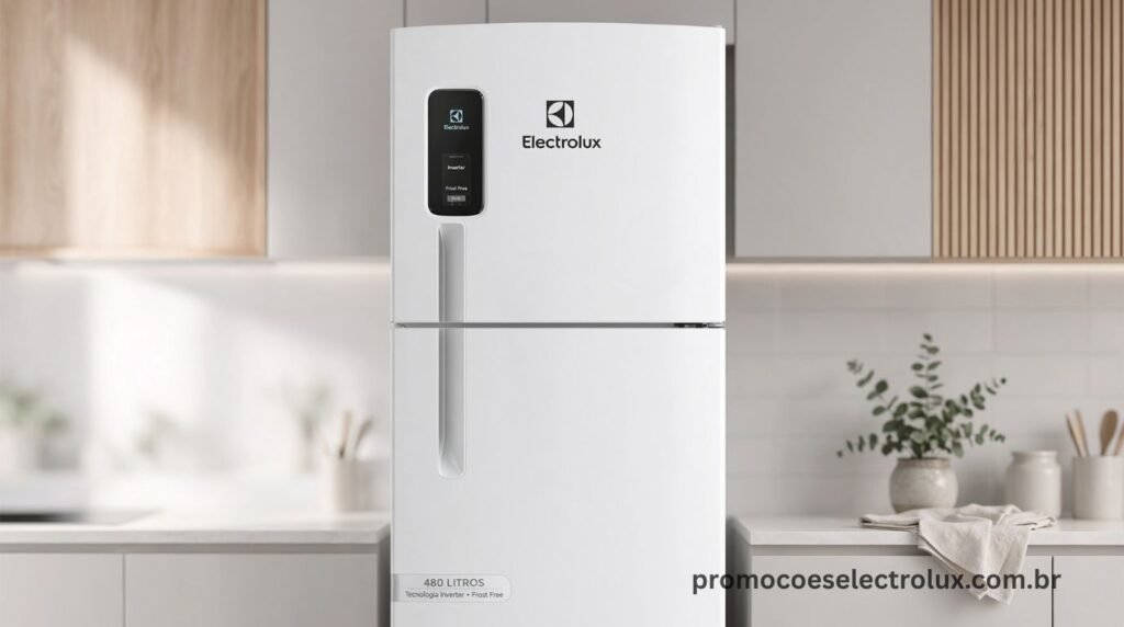 Geladeira Electrolux Frost Free Inverter IT70 480L Branca em cozinha moderna