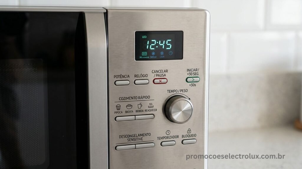 Painel de controle digital do Micro-ondas Electrolux ME23S com botões e display