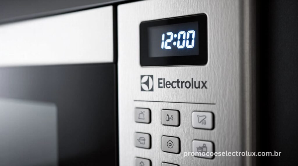 Painel de controle digital do Micro-ondas Electrolux Efficient ME36S Prata com botões e display