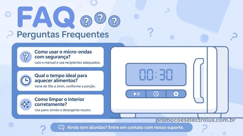 Dúvidas frequentes sobre o Micro-ondas Electrolux MI41T