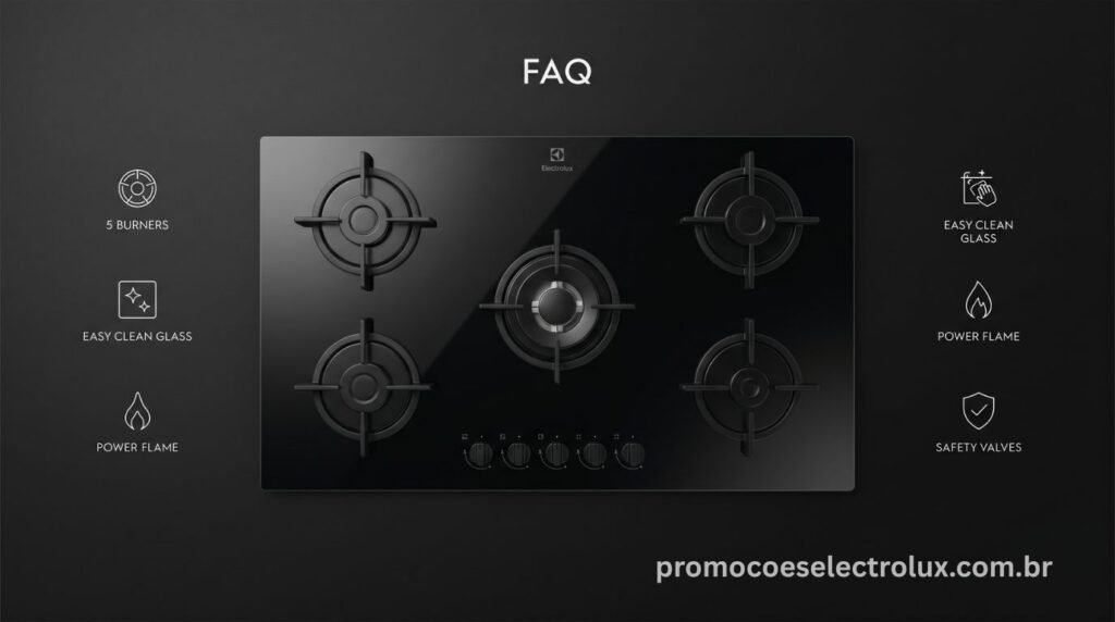 Perguntas frequentes sobre o Fogão Electrolux FE5GB Efficient Mesa de Vidro Preto