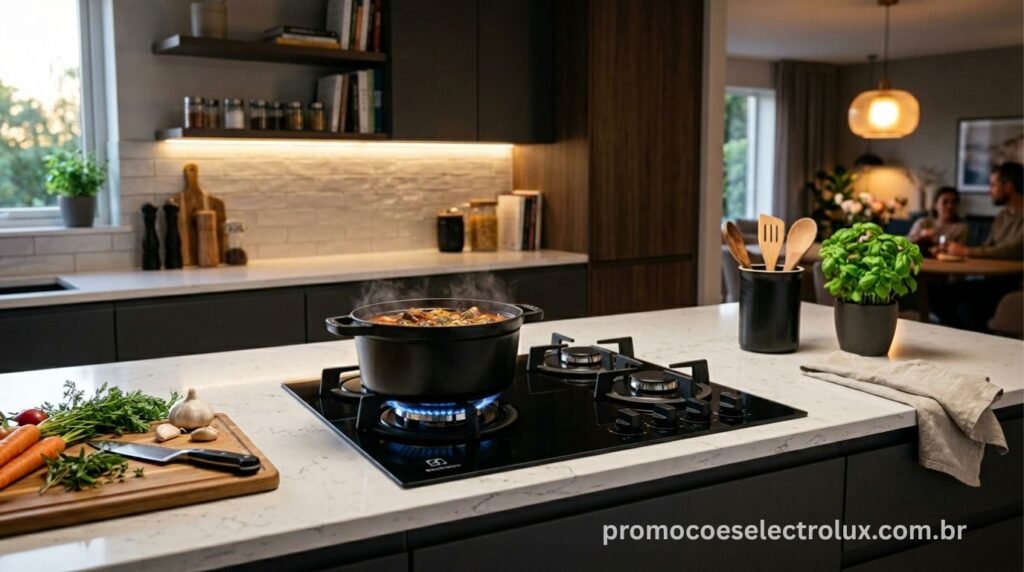 Fogão Electrolux FE4GB Efficient 4 Bocas Tripla Chama em cozinha moderna
