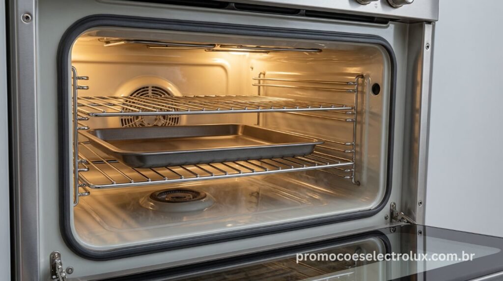 Forno amplo do Fogão Electrolux FE5DC Experience com grelha e assadeira inclusas