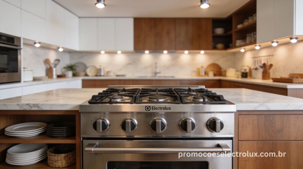 Fogão Electrolux FE5DC Experience PerfectCook360 Prata em cozinha moderna