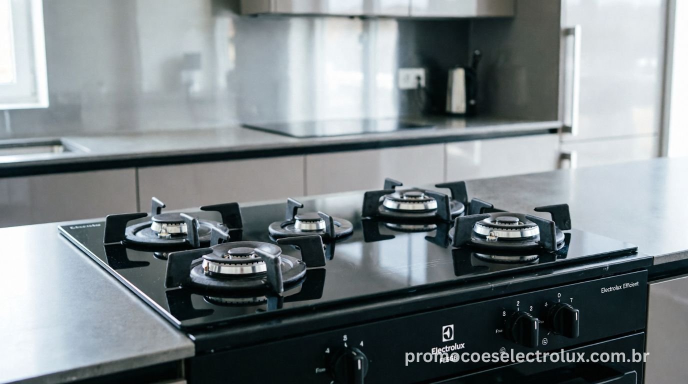 Fogão Electrolux FE5GB Efficient 5 Bocas com Mesa de Vidro na cor Preto