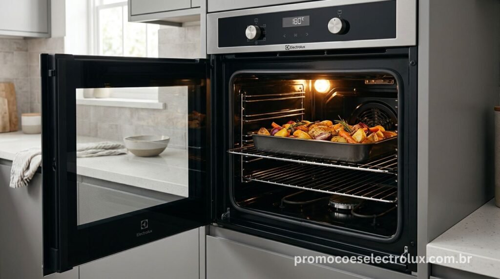 Forno espaçoso do Fogão Electrolux FE5GB Efficient com grelha e assadeira inclusas
