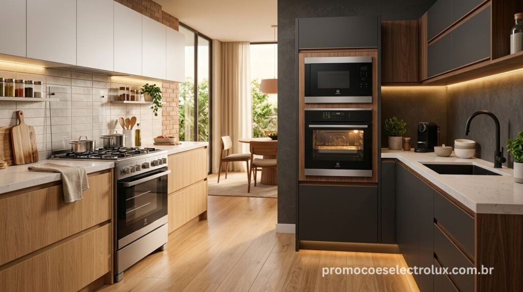 Comparativo entre fogões electrolux de piso e fogões electrolux de embutir Electrolux em cozinhas modernas