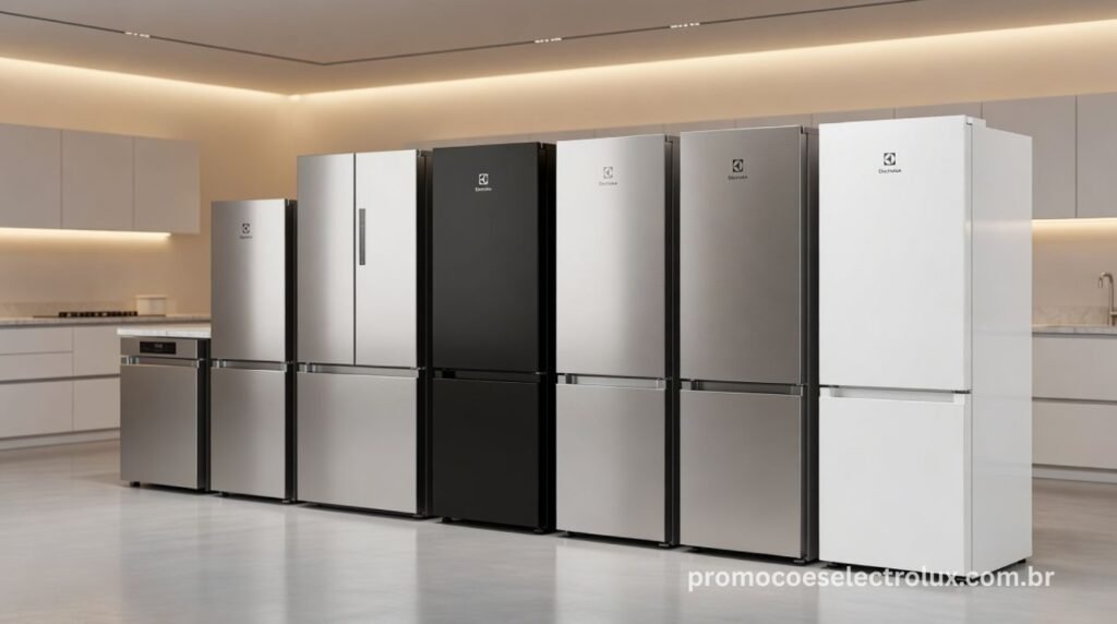 Linha completa de geladeiras Electrolux em diferentes modelos e acabamentos