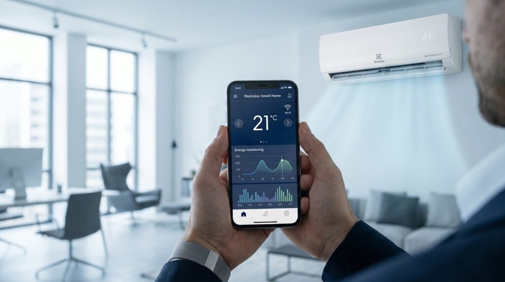 Controle do Ar-Condicionado Electrolux Inverter 24.000 BTUs via aplicativo Wi-Fi no smartphone