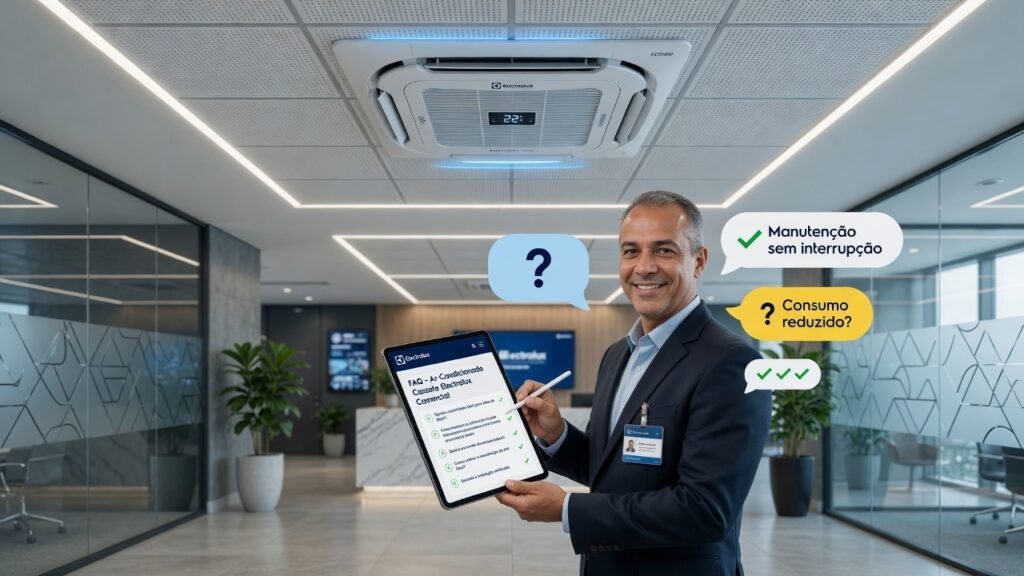 Dúvidas frequentes sobre o Ar-Condicionado Electrolux Cassete 8 Vias Inverter 36.000 BTUs Efficient KI36F/KE36F