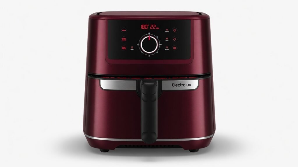Vista frontal da Fritadeira Elétrica Electrolux Air Fryer 5L Vermelho Escuro 1700W EAF51