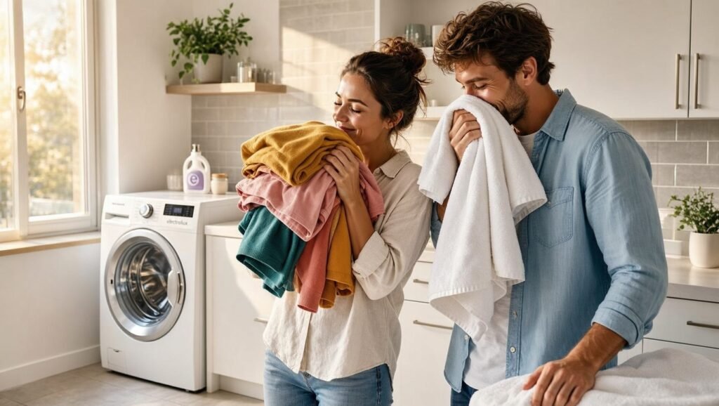 Roupas limpas e perfumadas após lavagem na Máquina de Lavar Electrolux 9kg Efficient Care LED09