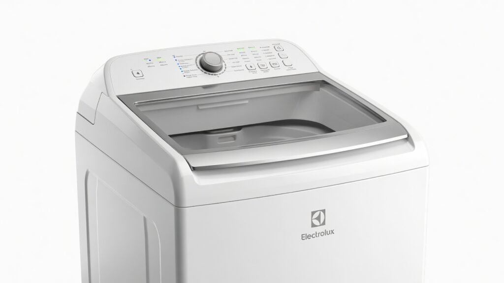 Vista frontal da Máquina de Lavar Electrolux 15kg Essential Care com Cesto Inox e Jet&Clean LED15