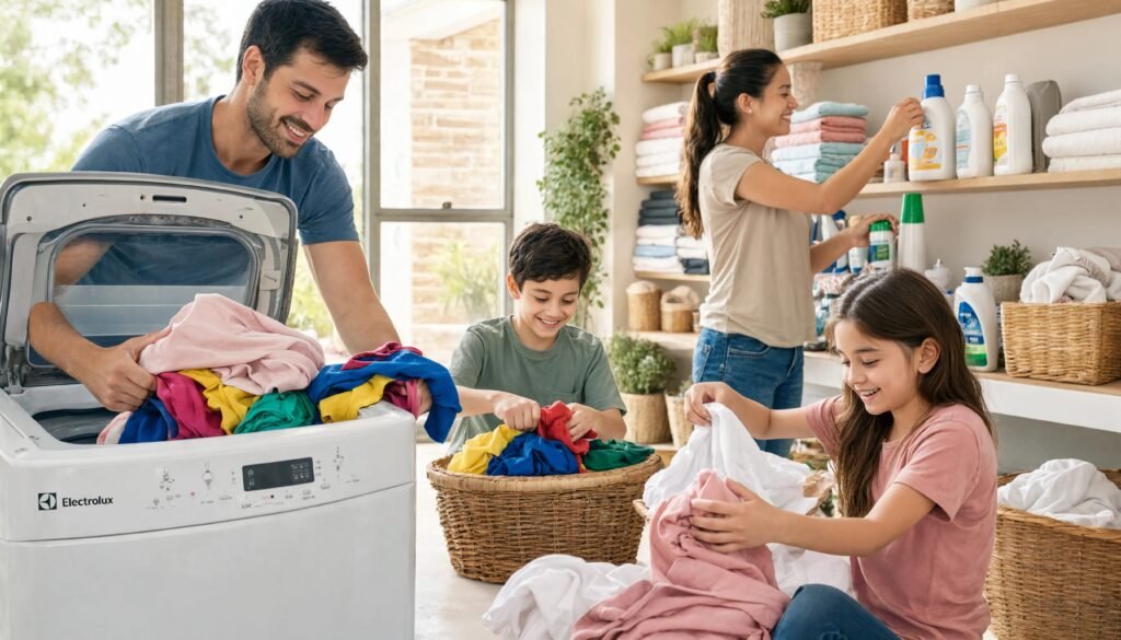 Máquina de Lavar Electrolux 15kg Essential Care LED15 atendendo família numerosa no dia a dia