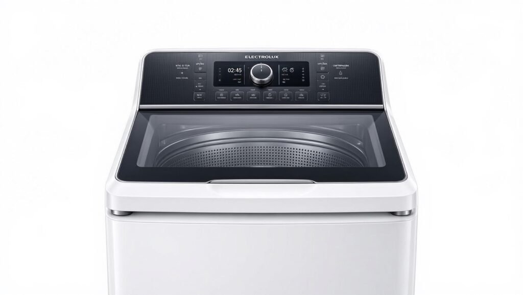 Vista frontal da Máquina de Lavar Electrolux 18kg Efficient Cesto Inox e Jet&Clean LEE18