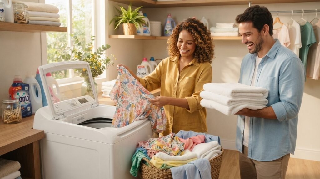 Roupas limpas e bem cuidadas após lavagem na Máquina de Lavar Electrolux 11kg Essential Care LES11
