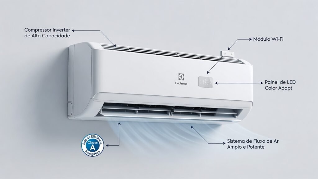 Especificações técnicas do Ar-Condicionado Electrolux Split Inverter 24.000 BTUs Color Adapt YI24F/YE24F